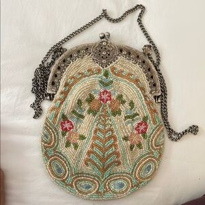 Embroidered Cream and Multicolor Beaded Bag